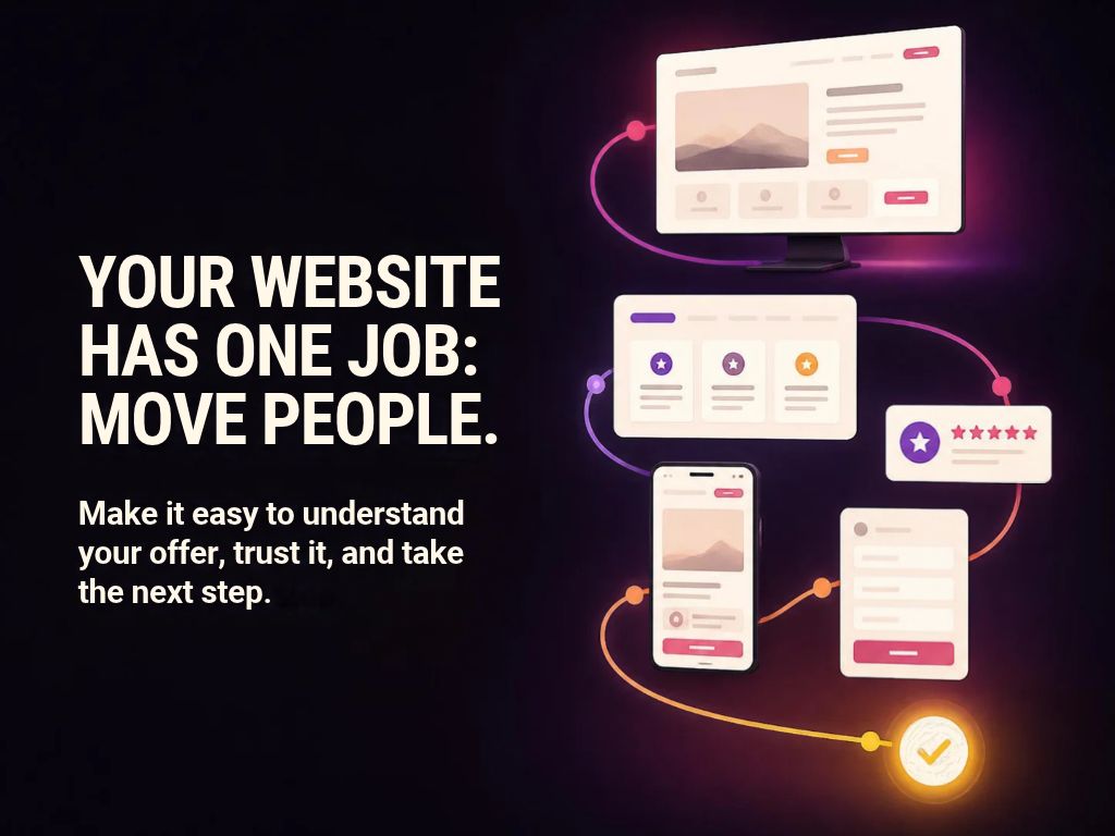 Your website has one job: move people. Website development company in India making it easy to understand your offer, trust it and take the next step